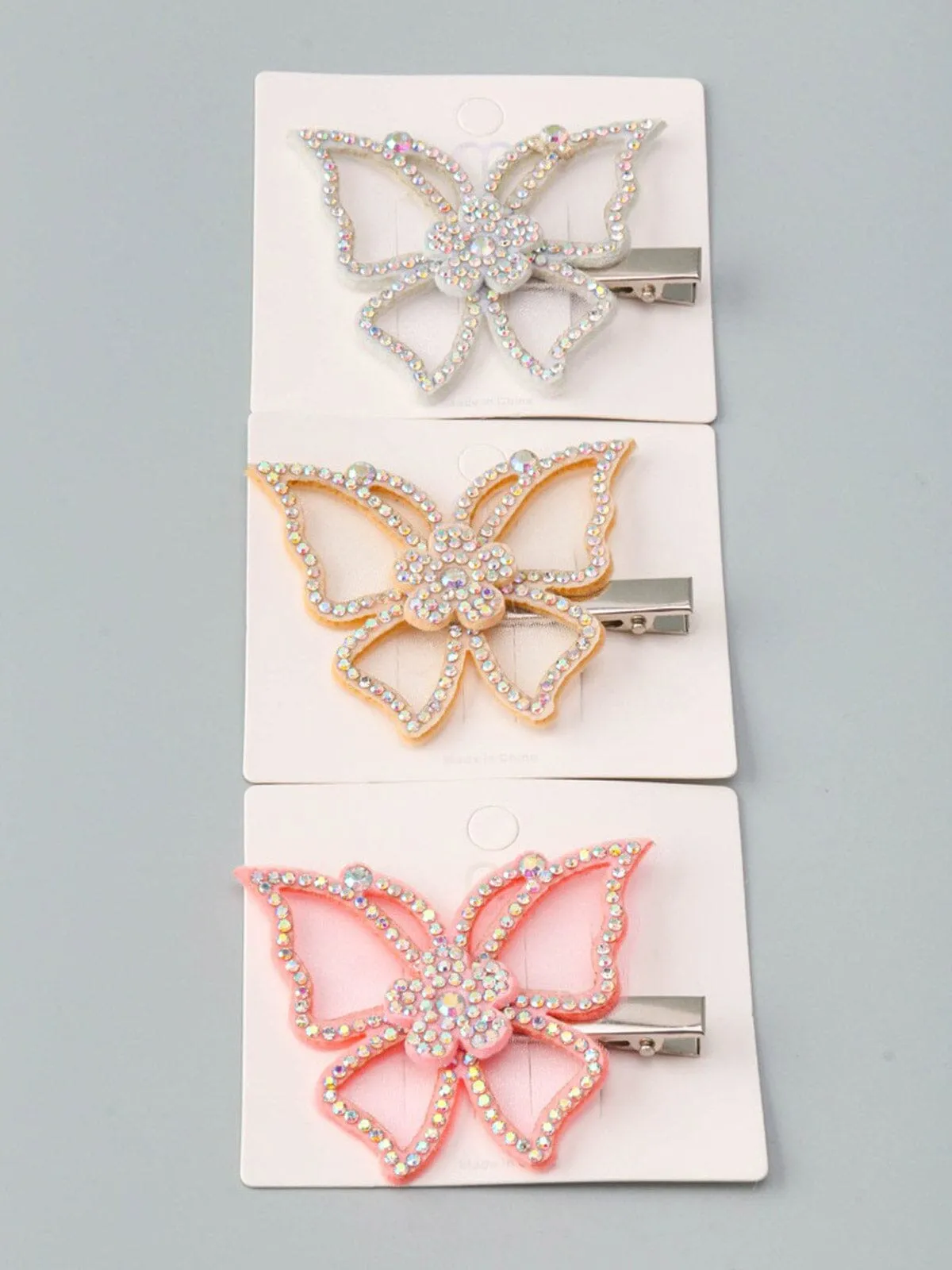 WOMEN'S STONE BUTTERFLY ASSORTED COLORS HAIR CLIPS