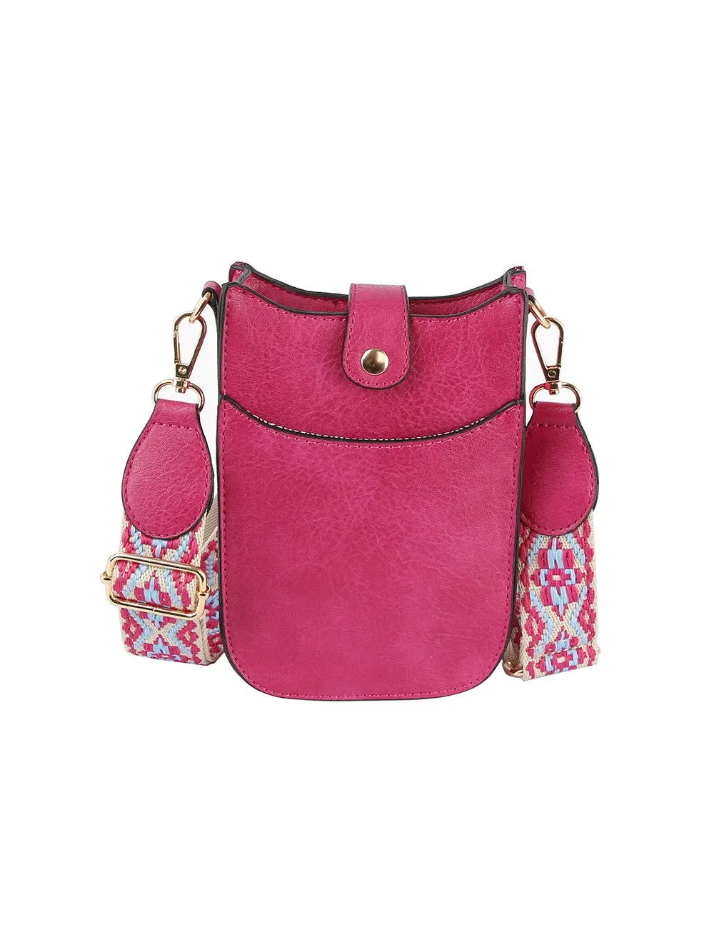 Woven Strap Accented Crossbody Sling Handbag Factory Corp (Red)