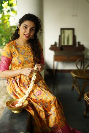 Yellow Floral Maternity Nursing Ethnic Dress