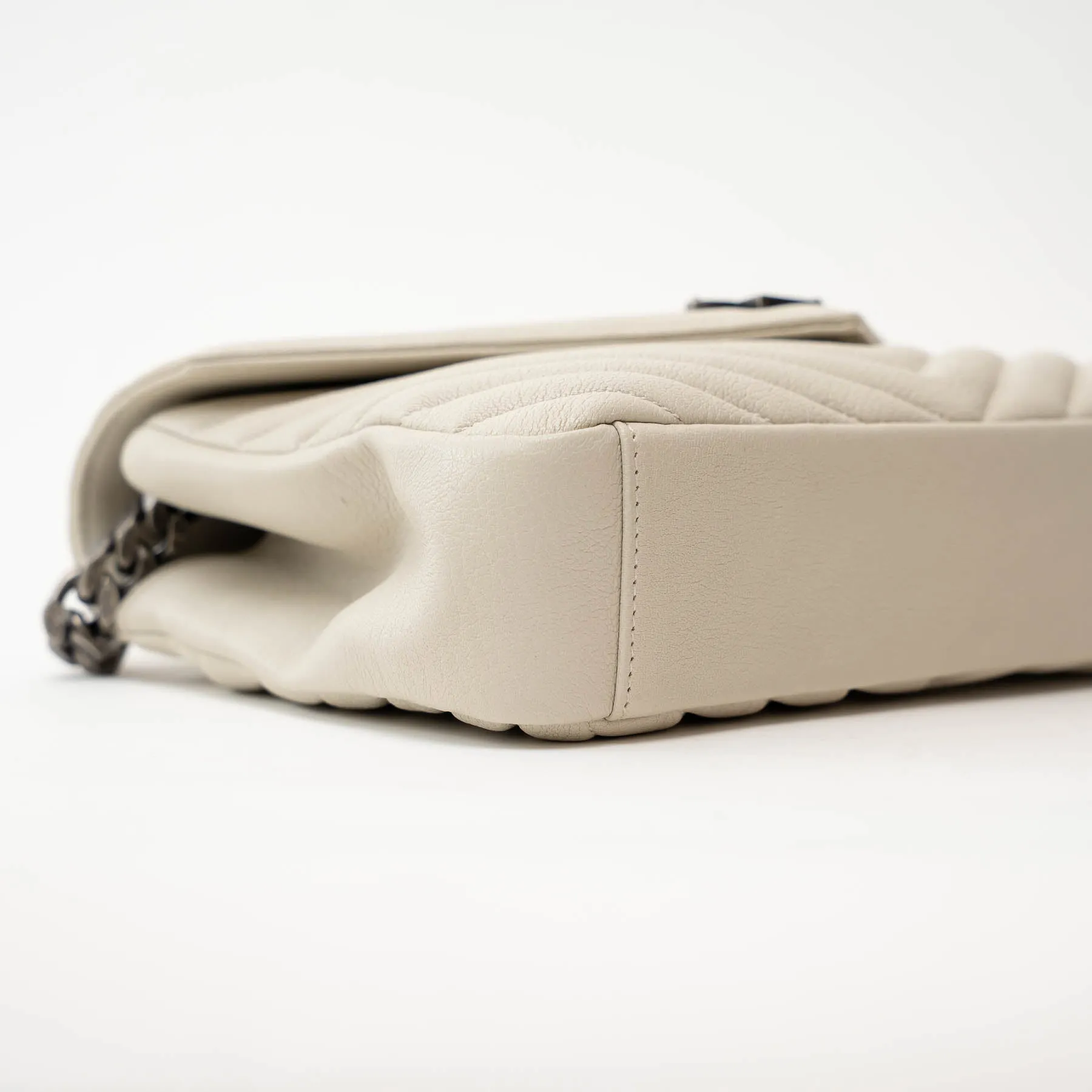 YSL Cream Chevron Quilted Leather Matelasse Medium College bag