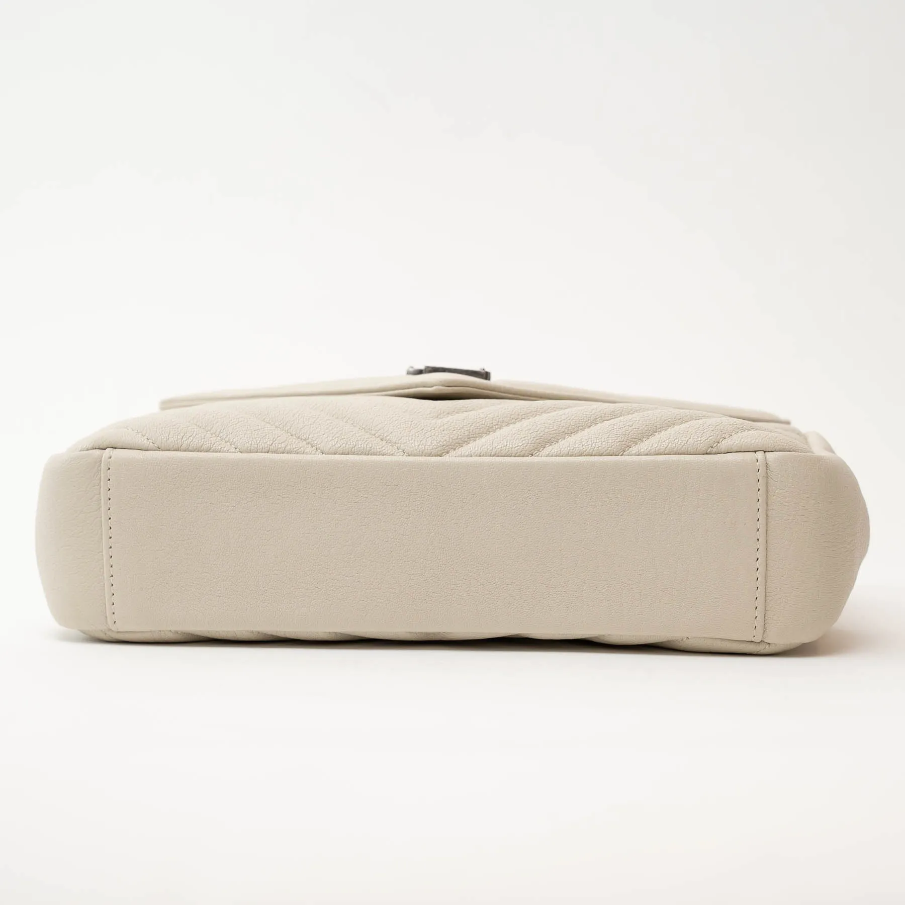 YSL Cream Chevron Quilted Leather Matelasse Medium College bag