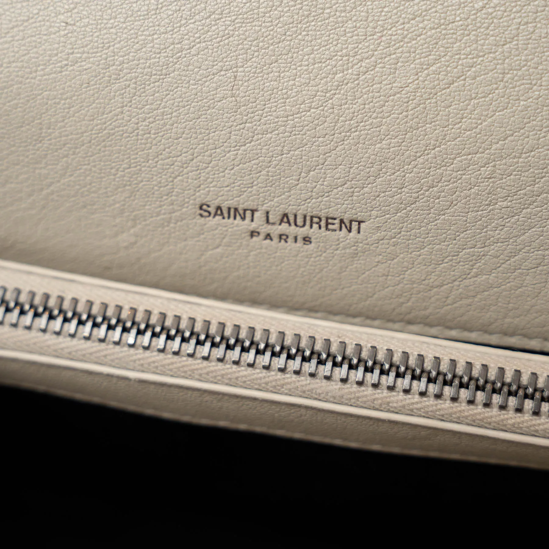 YSL Cream Chevron Quilted Leather Matelasse Medium College bag